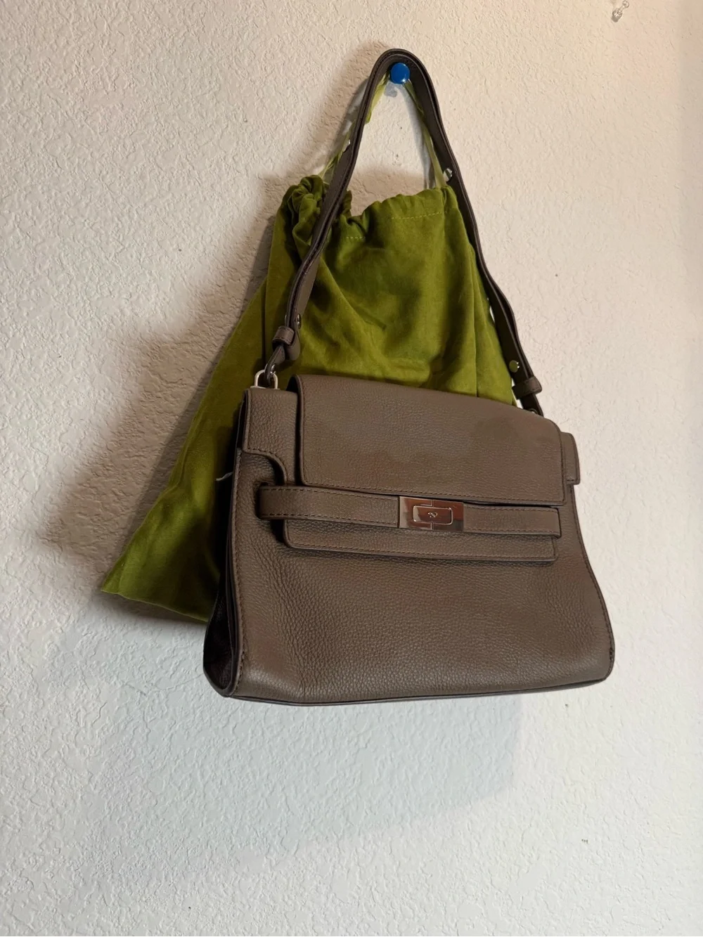 NEW Tory Burch TB Lee Radziwill Taupe Leather Crossbody Shoulder Bag purse